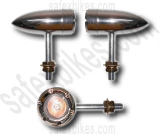 TRIANGLE INDICATOR SET (CHROME + WHITE) LENS- Motorcycle Parts For